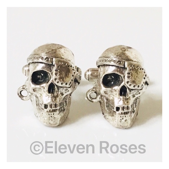 Sterling Silver Pirate Skull Cuff Links